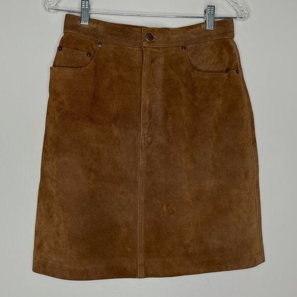Ralph Lauren Vintage 100% genuine leather suede skirt VTG - Picture 11 of 12